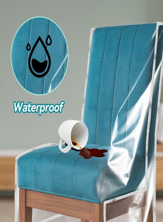 Klmnop 4 Pack Plastic Chair Covers, Clear PVC Dining Room Chairs Cover Set Fit 21W x 18.5D Inch, Waterproof Chair Cover with Backrest Seat Protector for Party Hotel Wedding No Dust/Dirt/Spill(Clear) - Image 4
